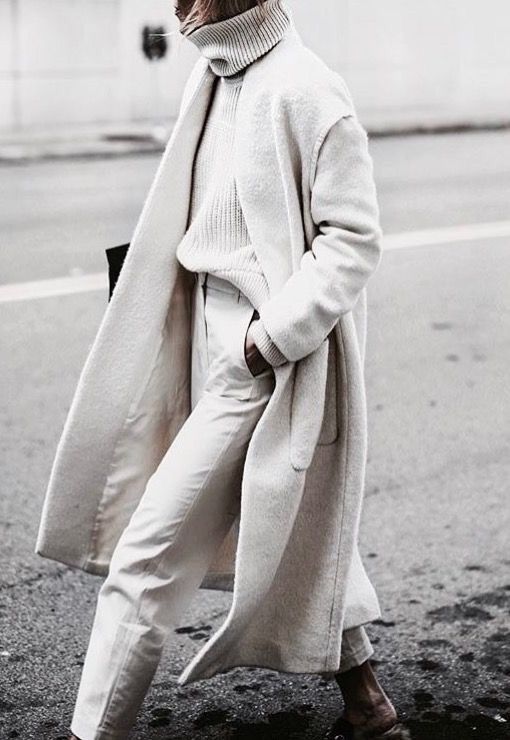All White Fall/Winter Outfit | White Turtleneck Sweater | Long .