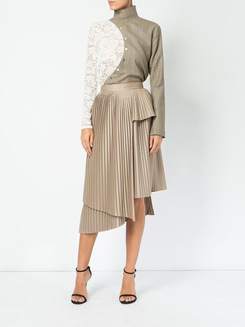 Rokh Asymmetric Pleated Skirt - Farfetch | Pleats fashion, Skirt .