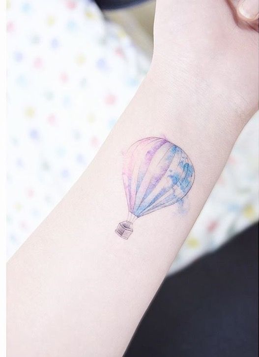 Hot air balloon watercolour tattoo | Balloon tattoo, Small .