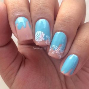 Starfish Stamping Nails | Cruise nails, Beach nail designs, Beach .