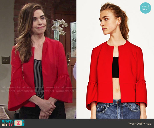 WornOnTV: Victoria's red bell-sleeve jacket on The Young and the .