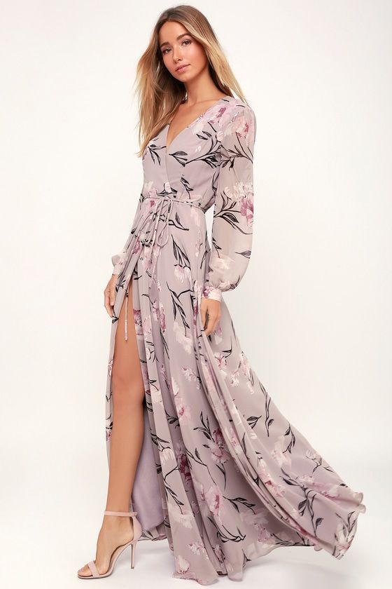 Long sleeved floral maxi dress for spring. Perfect spring wedding .