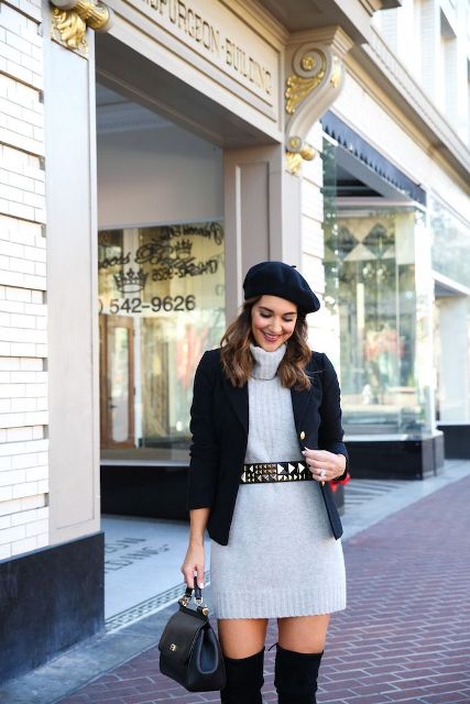 15 Outfits With Belted Sweater Dresses - Styleohol
