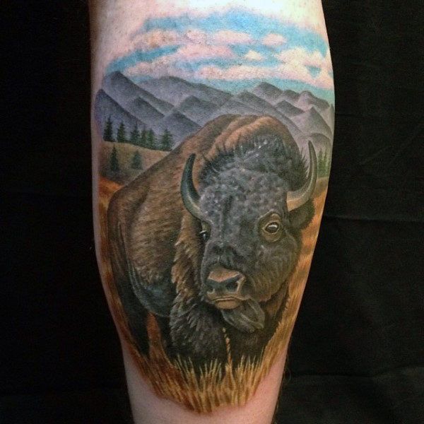 70 Bison Tattoo Designs für Männer – Buffalo Ink Ideen - Mann Stil .