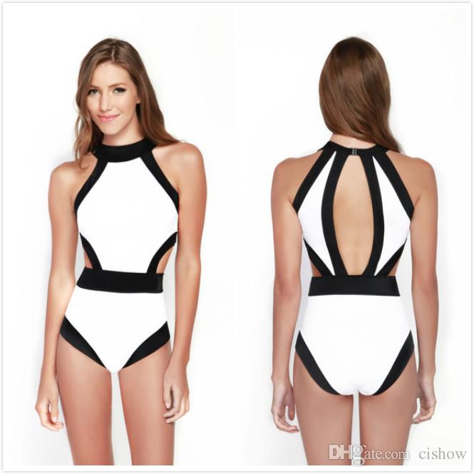 2020 2015 Summer Hot White Black High Cut Swimsuit For Women .