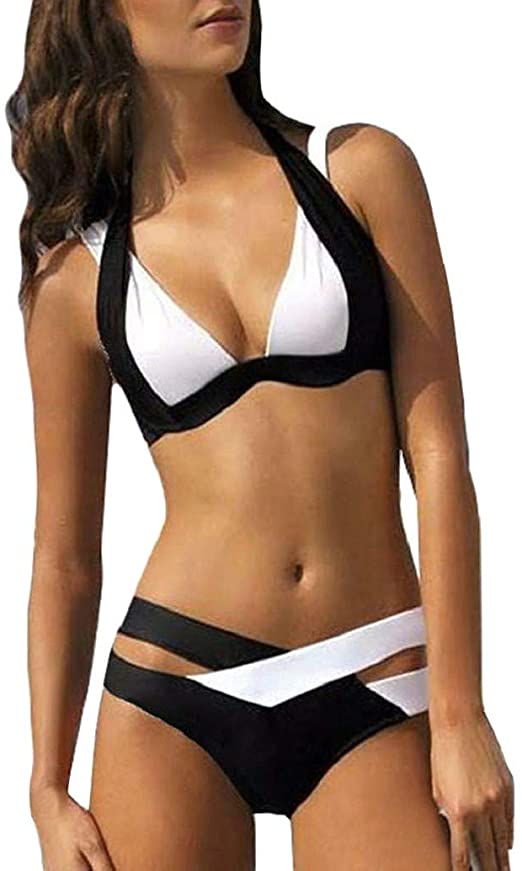 Amazon.com: Photno Women's Black and White Criss Cross Bandage .