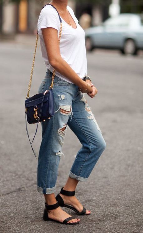 Blue Boyfriend Jeans I just adore this pair of ripped,,distressed .
