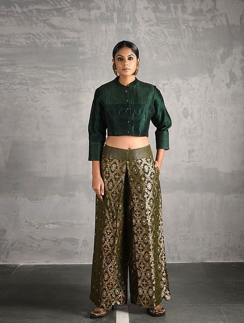 Buy Green Vintage Benarasi Silk Brocade Pants Online at Jaypore .