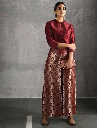 Red Vintage Benarasi Silk Brocade Pants | Fashion attire, Sequin .