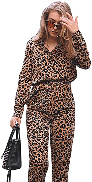Amazon.com: Shanenxn Women's Leopard Print Long Sleeve Button Down .