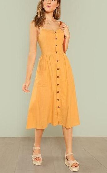 Vee Boho Button Up Midi Dress | Yellow midi dress, Yellow dress .