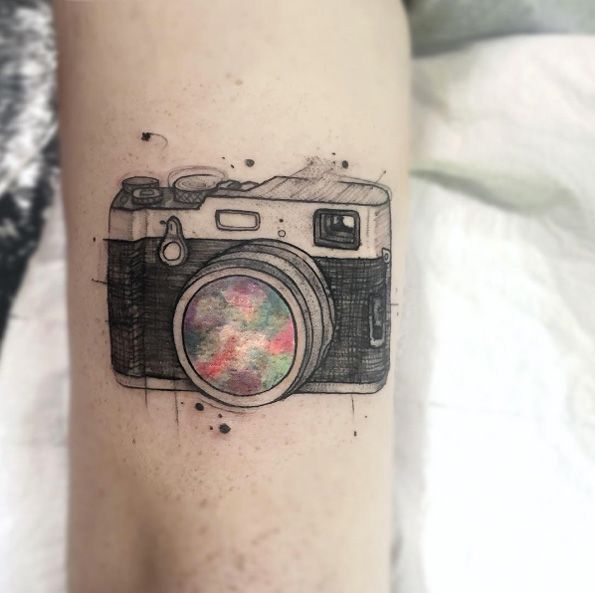 Watercolor camera by Felipe Mello in 2020 | Tattoos for guys .