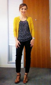 Image result for work outfit cardigan | Yellow cardigan outfits .