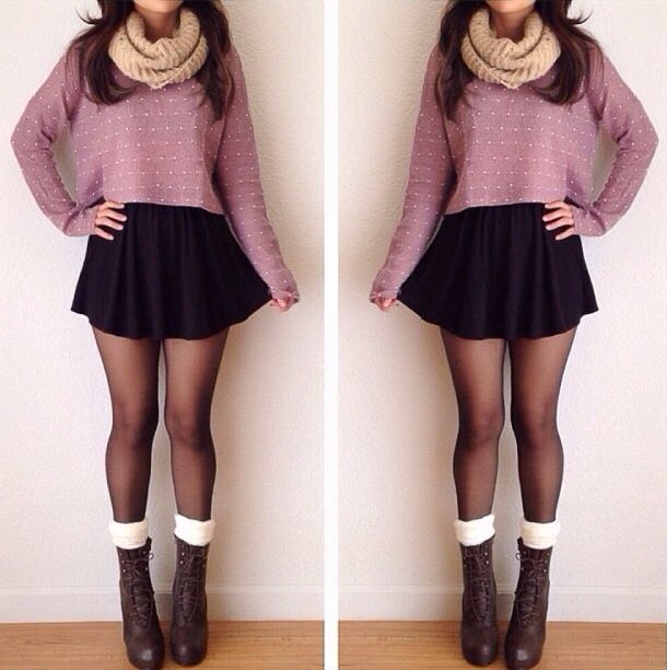 super cute fall outfit; I can do this with my white skirt and .