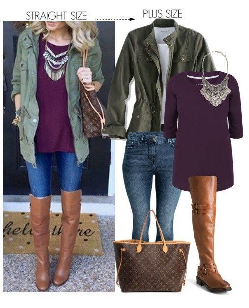 Straight Size To Plus Size Fall Casual Outfit - Plus Size Fashion .