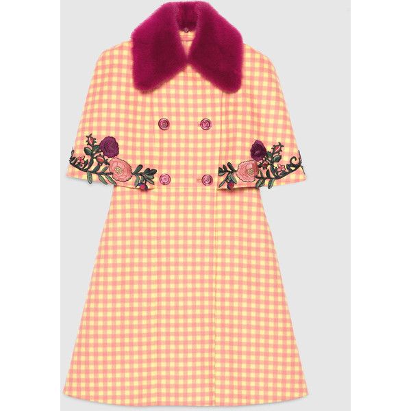 Gucci Check Print Cape Coat With Mink ($4,810) ❤ liked on .
