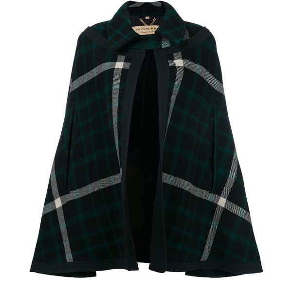 Burberry checked cape ($1,240) ❤ liked on Polyvore featuring .