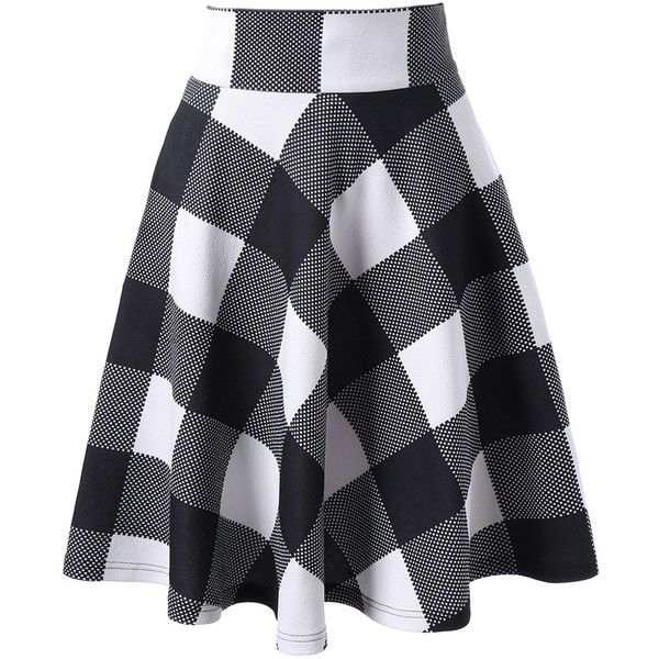 Checked High Waisted Skirt ($22) ❤ liked on Polyvore featuring .