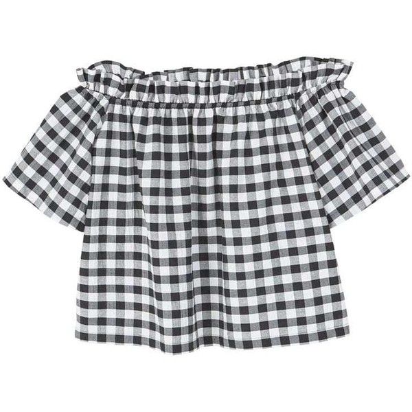 MANGO Gingham check blouse ($50) ❤ liked on Polyvore featuring .