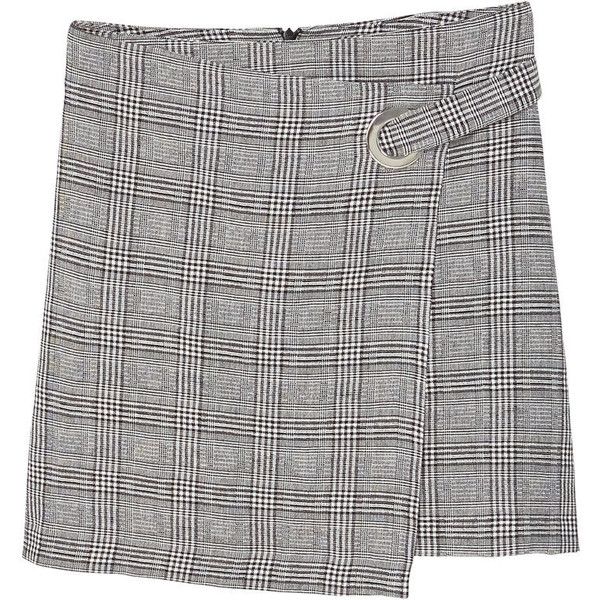 MANGO Check wrap skirt ($50) ❤ liked on Polyvore featuring skirts .