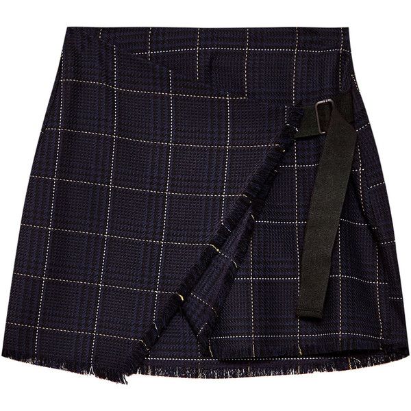 Checked wrap skirt ($31) ❤ liked on Polyvore featuring skirts .
