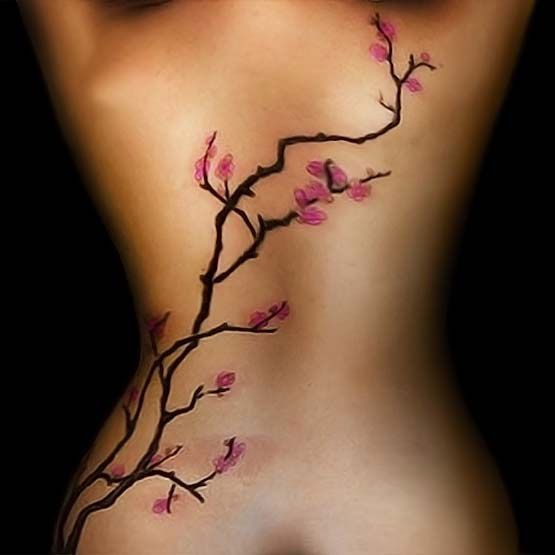 women tree side tatoo | Cherry Blossom Tattoo Designs Women | Full .