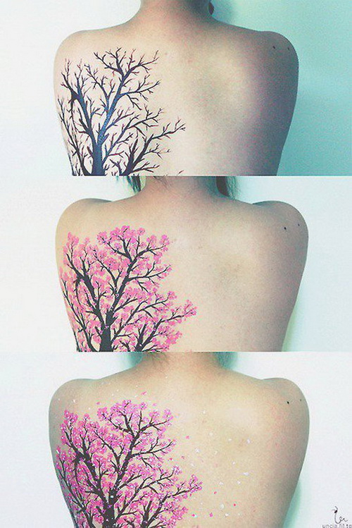 Awesome Cherry Blossom Flowers Women Tatt