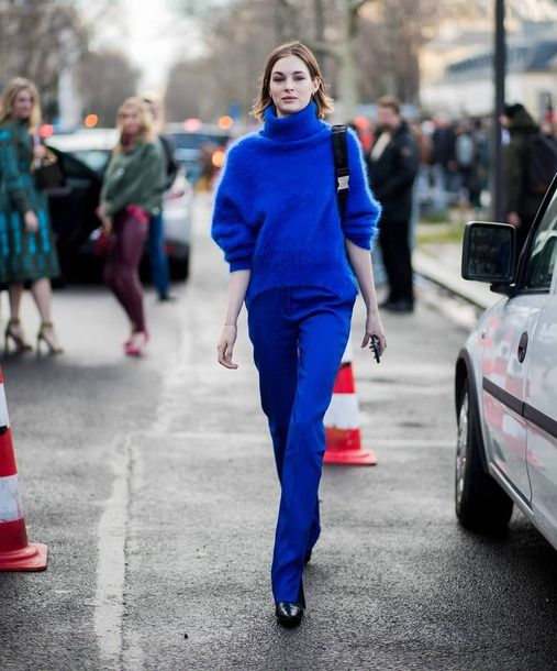 Picture Of a statement classic blue outfit with an oversized .