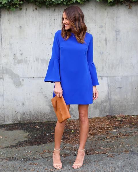 Just Believe Bell Sleeve Dress - Royal Blue | Blue dress outfits .