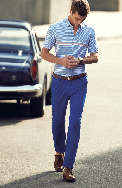 21 Men Outfits With Cobalt Blue Pants To Repeat - Styleohol