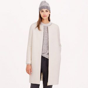 Double-cloth collarless coat | Collarless coat, Collarless coat .