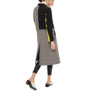 Shop TopShop Black Women's Size 2 Colorblock Check Wool Blend Coat .
