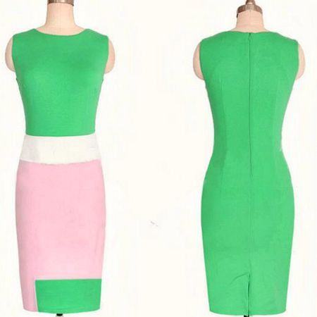 pink meadow pink and green color block dress | Pink and green .