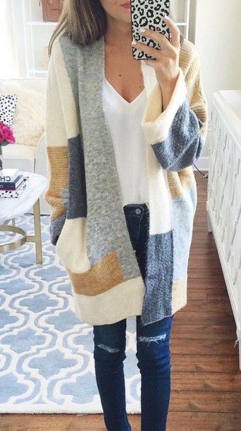 sweater, colorblock, cardigan, fall outfits, oversized cardigan .