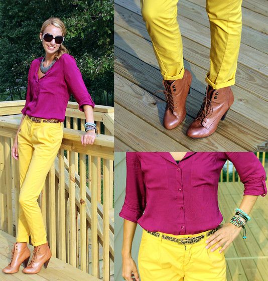 bright yellow w/ fuchia color block | Fashion, Colourful outfits .