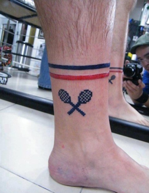 Picture Of Funny tennis tattoo idea on the ank