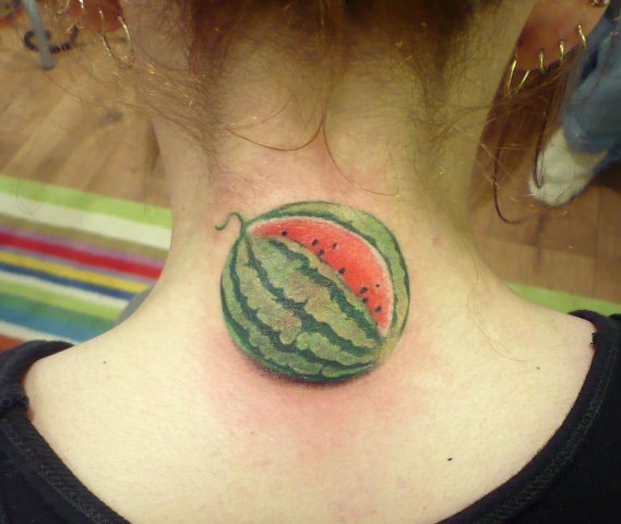 Picture Of Cute watermelon tattoo on the ne