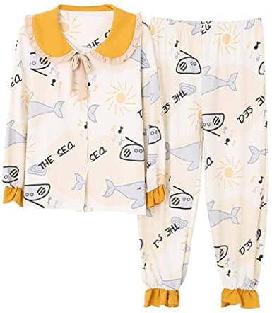 Sleepshirts Pajamas for Women Whale Print Cartoon Long Sleeve .