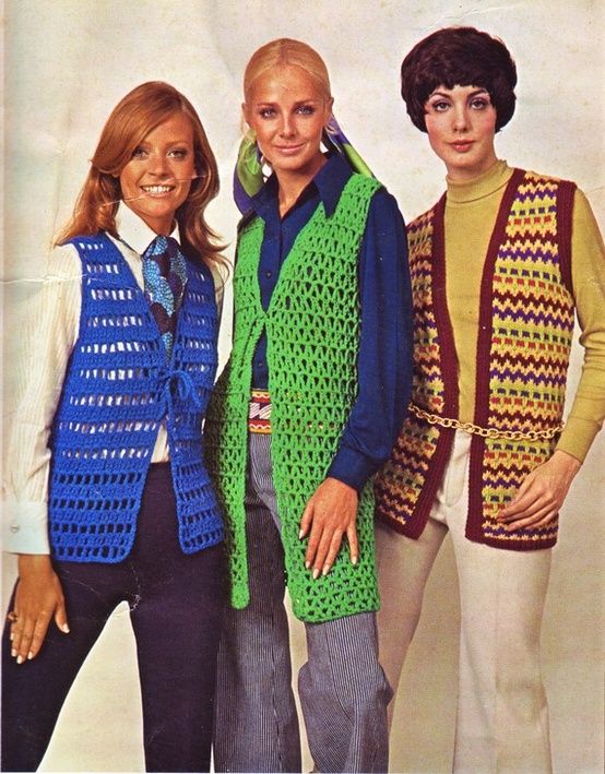 1970s crochet vest fashions. Mine was red and white...Eubank .