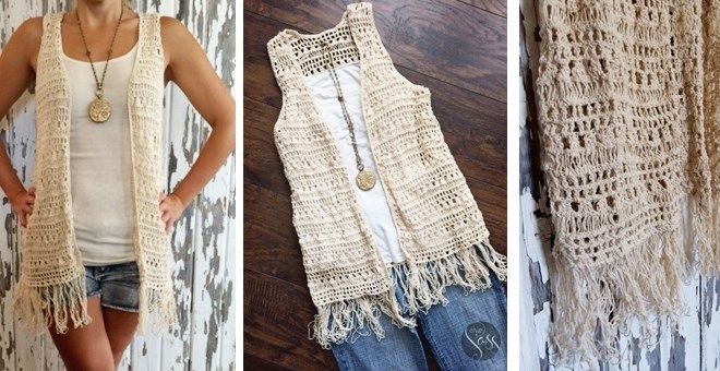 Boho Fringe Vest $17.99 from $44.99 | Crochet vest outfit, Crochet .