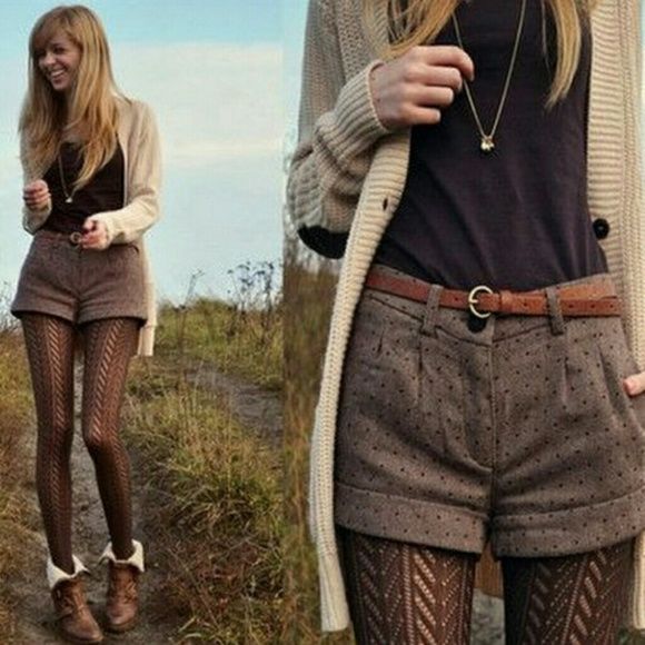 Brown Winter Cuffed Dress Shorts | Fashion, Autumn fashion, Fall .
