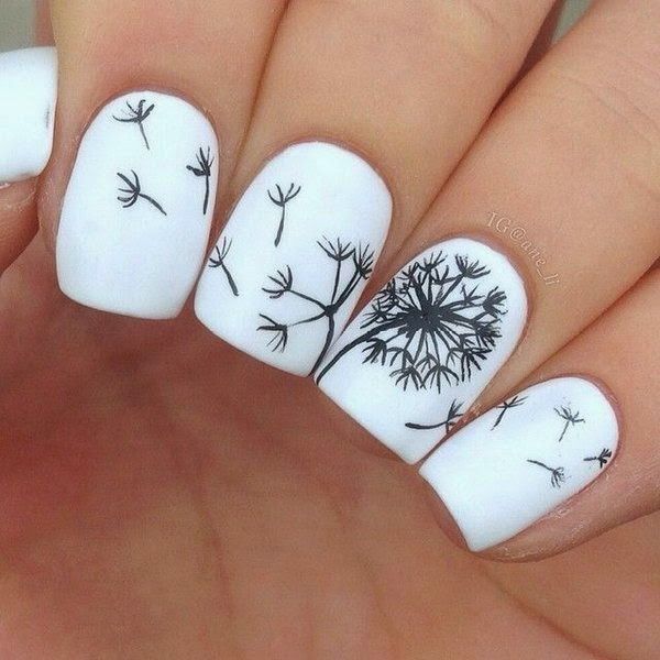 Cute Dandelion Nail Art Designs | Dandelion nail art, Floral nail .