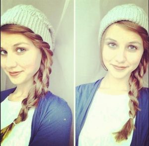 Twisted hair with a beanie | Beanie hairstyles, Winter hat .