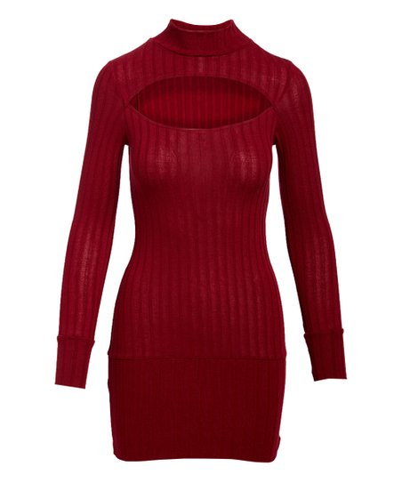 CANARI Burgundy Cutout Sweater Dress | Best Price and Reviews | Zuli