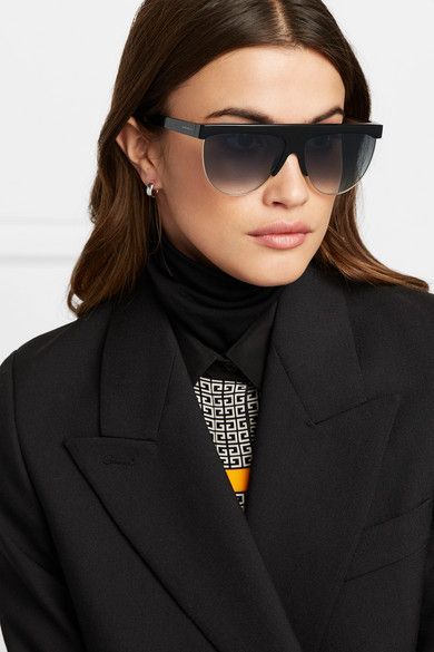 Schwarz Sonnenbrille mit D-Rahmen aus Azetat und goldfarbenen .