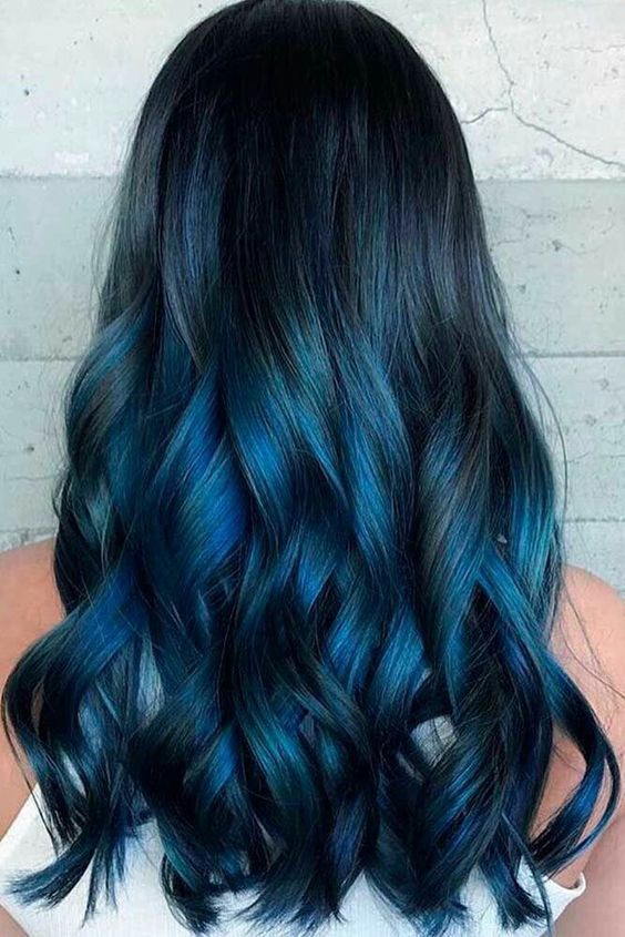 15 daring blue black hair ideas | Dark blue hair, Blue ombre hair .