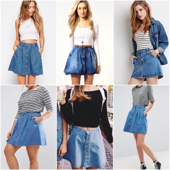 Jolt Skirts | 2 For 12 Jean Denim Button Up Down Mini Skirt | Poshma