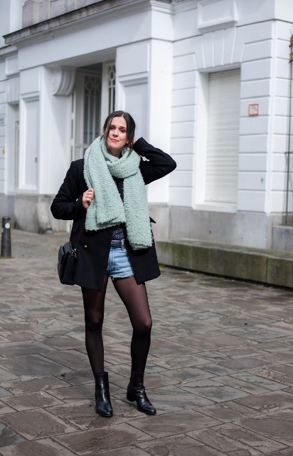 21 Winter Outfits With Denim Shorts To Repeat - Styleohol