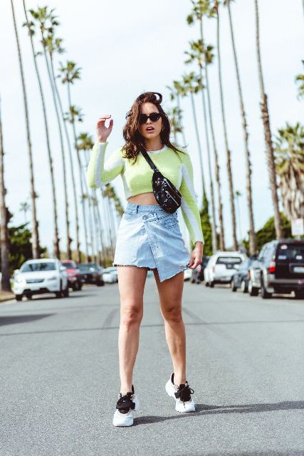 15 Outfits With Denim Wrap Skirts - Styleohol