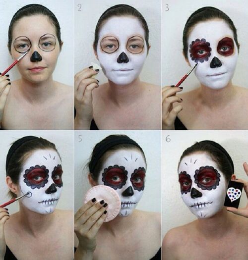 Halloween candy skull costume makeup | Halloween makeup diy, Sugar .